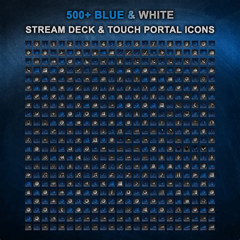 500 Stream Deck And Touch Portal Icon Set Blueandwhite Silver Etsy
