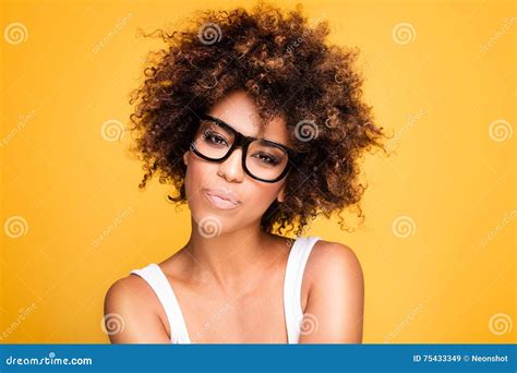 Girl With Afro Wearing Eyeglasses Portrait Stock Image Image Of Human African 75433349