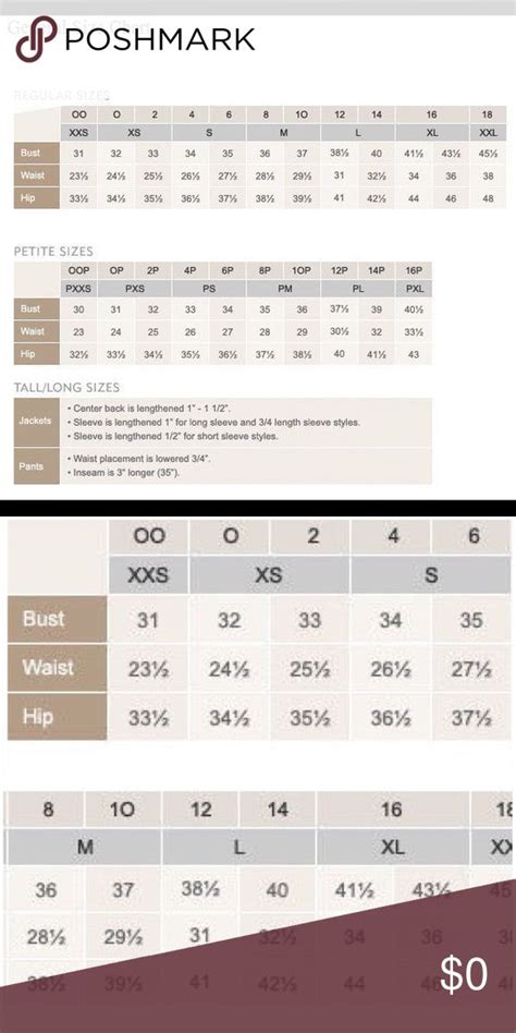 The Loft Size Chart