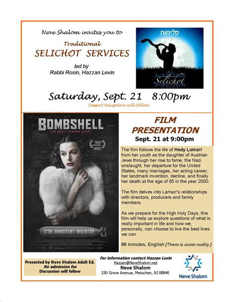 Film Presentation “bombshell The Hedy Lamarr Story” 21 Sep 2019