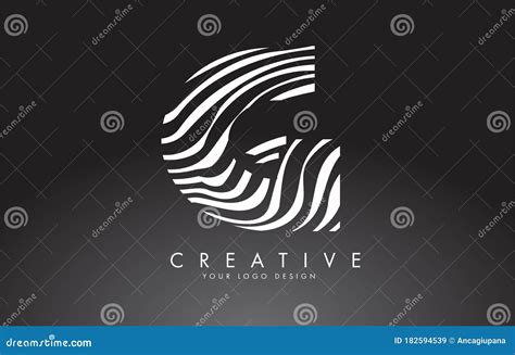 G Letter Logo Design With Fingerprint Black And White Wood Or Zebra
