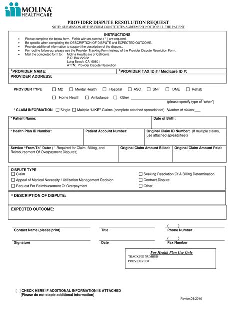 Molina Appeal Form Fill Out And Sign Online Dochub