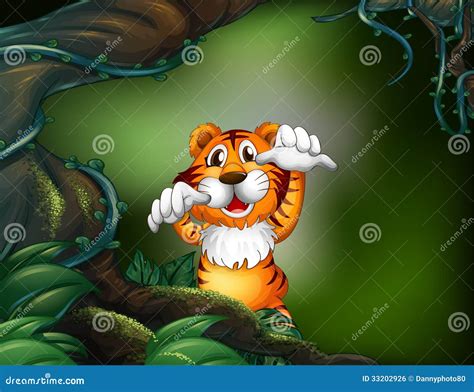 A Tiger In A Scary Forest Stock Illustration Illustration Of Vines