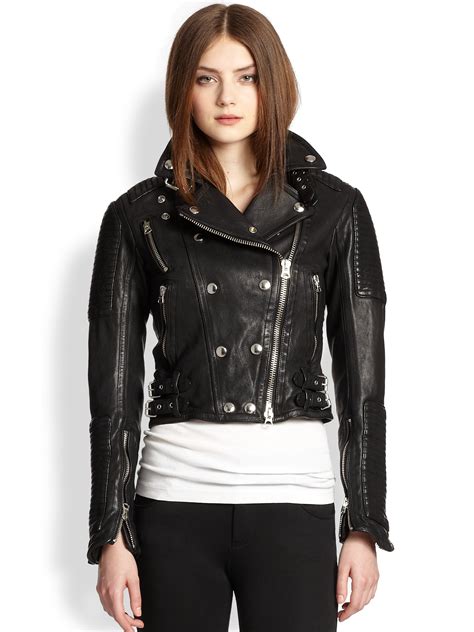 Burberry Brit Loseley Cropped Leather Jacket In Black Lyst
