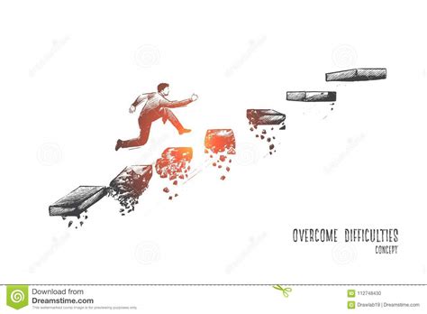 Overcome Difficulties Concept Hand Drawn Vector Stock Vector