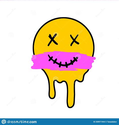 Acid Smile Face Melted Rave And Techno Symbol Stock Vector
