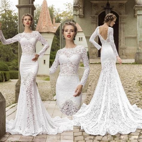 Elegant Boho Backless Wedding Dress 2016 Long Sleeve O