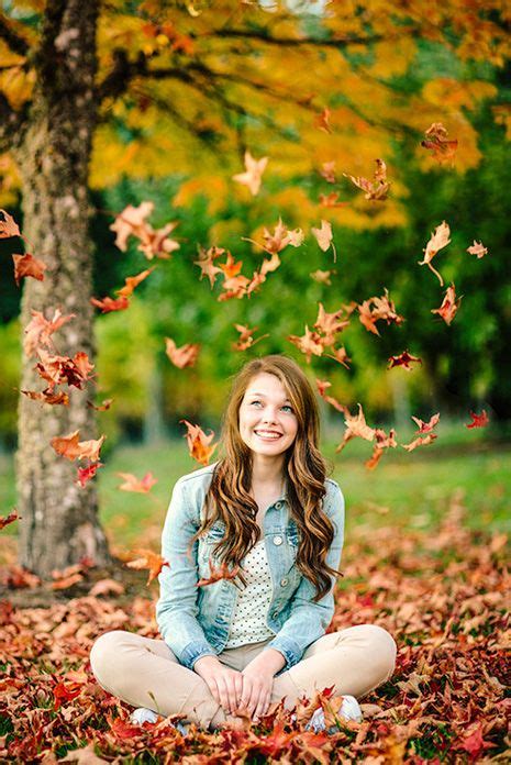 Senior Portrait Photo Picture Idea Girls Fall Tossing Leaves