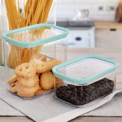 Martha Stewart Mint Green Rectangular Plastic Stackable Container Set