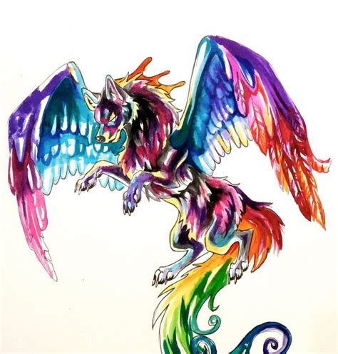 Trends For Rainbow Wolf With Wings Wallpaper Photos