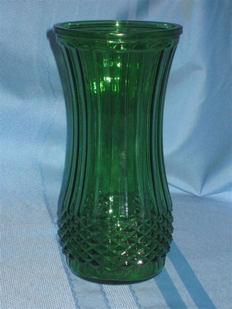 Vintage Hoosier Glass Green Textured Tall Flower Vase A