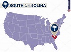 Carolina del Sur en el mapa de Estados Unidos. Bandera y mapa de ...