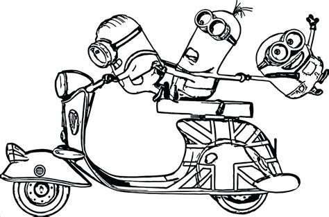 Coloring will aid your child with holding a writing tool the right way which helps the development of their finger, hand and wrist muscles. Minions Riding Motobike Coloring Page - Free Printable ...