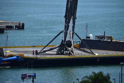 Leaning Falcon 9 Reaches Port After Third Successful Drone Ship Landing Falcon 9 Thaicom 8