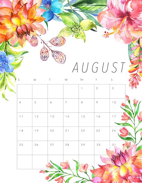 Cute August 2019 Calendar August Calender Kalender August Free