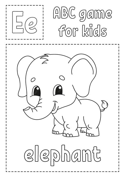 La Letra E Es Para Elefante Juego De Abc Para Niños Página Para