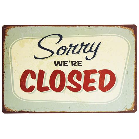 Metal Plaque Sorry We Are Closed Retro Tin Signs Diner Sign Bar