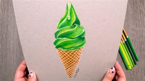 How To Draw A 3d Matcha Ice Cream Cone Hyper Realistic 3d Art