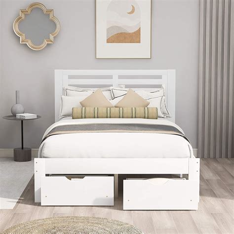 Full Size Platform Bed Frame With Storage White Pemberly Row