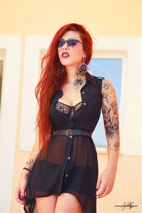 Red Hair Girl Tattoo Girl In A Black Dress Tattoomagz