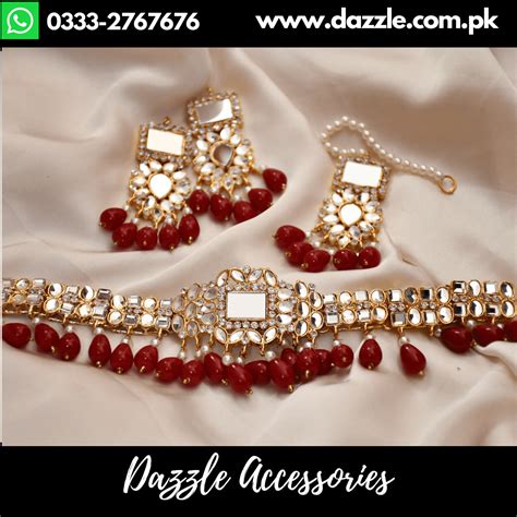 Maroon Kundan Choker With Earrings Dazzle Accessories