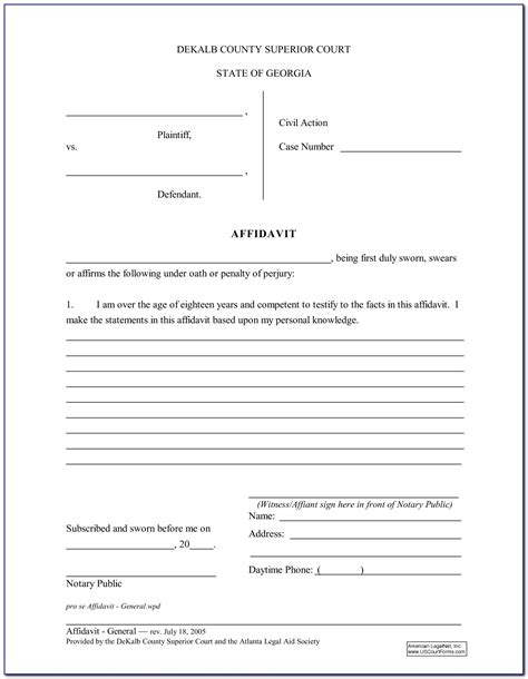 Notary Public Affidavit Template Free General Form Australia Vrogue