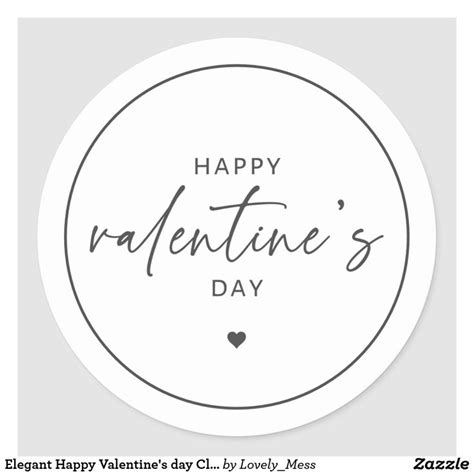 Elegant Happy Valentine S Day Classic Round Sticke Classic Round Sticker Zazzle Happy