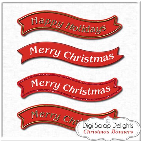 Christmas Clip Art Banners And Laurel Wreaths Banner Ribbon