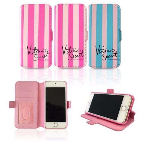 20pcslot Victorias Secret Pink Stripe Pu Leather Flip Stand Wallet