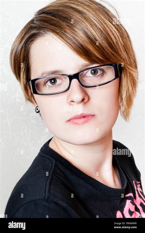 Portrait Of A Beautiful Teen Girl With Glasses Germany Stock Photo Alamy