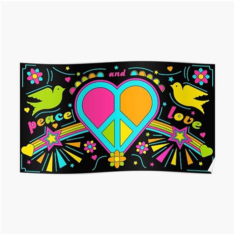 Peace And Love Psychedelic Hippy Retro Art Poster By Vincut Redbubble