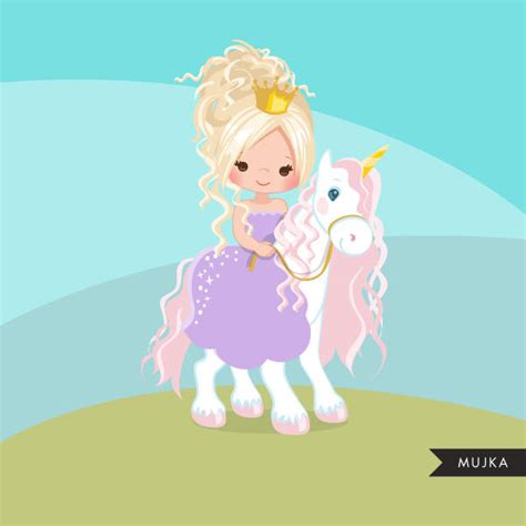 Unicorn Princess Clipart Blonde Girl Riding Animal Mujka Cliparts