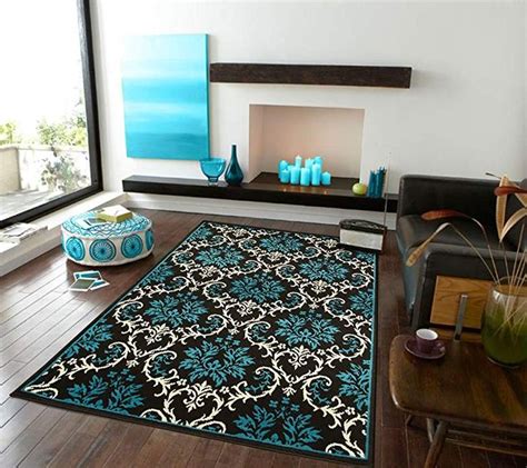 Large Luxury Contemporary Rugs 8x11 Blue Rugs For Living