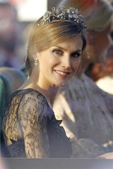 Crown Princess Letizia Wearing The Mellerio Floral Tiara To The Pre