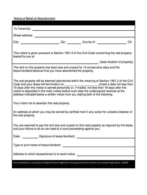 Notice Of Abandonment Form Fill Out And Sign Printable Pdf Template