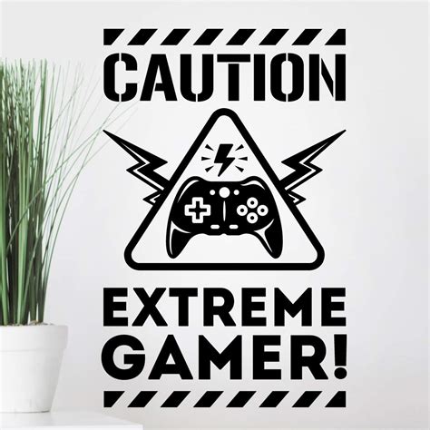 Buy Caution Extreme Gamer Wall Sticker Boys Bedroom Decor Gaming Wall
