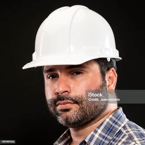 Bearded Construction Worker Looking At The Camera Stock Photo