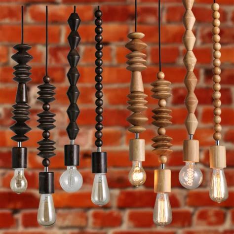 Moden Diy Wooden Beads Ceiling Hanging Lamp Lamp Light Pendant Lighting