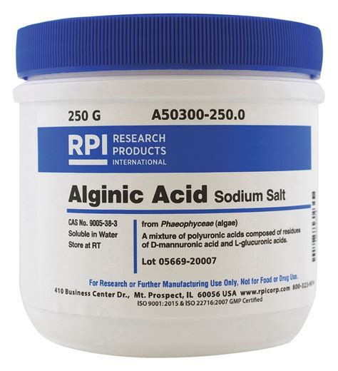 Rpi Alginic Acid Sodium Salt Powder 250 G 1 Ea 31fw42a50300 250