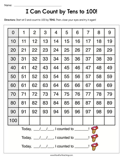 I Can Count By Tens To 100 Worksheet Have Fun Teaching