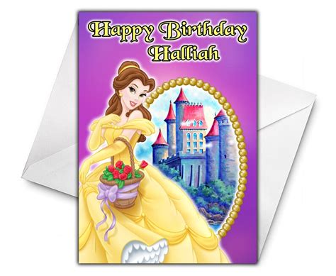 Princess Belle Personalised Birthday Card Disney Beauty And Etsy