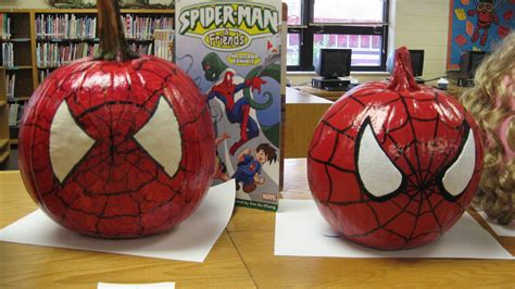2/5 clever a pumpkin carving pattern for all the spiderman fans that will shine through on a dark halloween night. decorated spiderman pumpkins | Pumpkin by Riley Spider Man ...