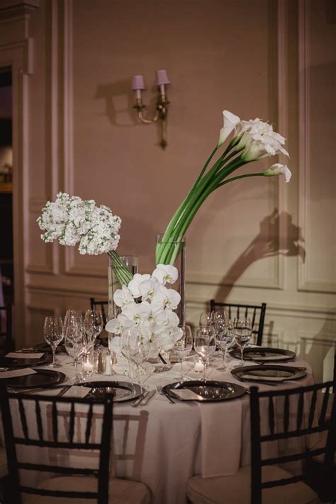 Centerpiece Of Calla Lilies Orchids And Stock