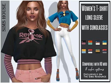 Womens Long Sleeve T Shirt With Sunglasses By Sims House At Tsr Sims
