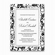 Damask Wedding Invitations Elegant Formal Black and White
