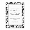 Damask Wedding Invitations Elegant Formal Black and White