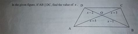 in the given figure if ab parallel to dc find the value of x