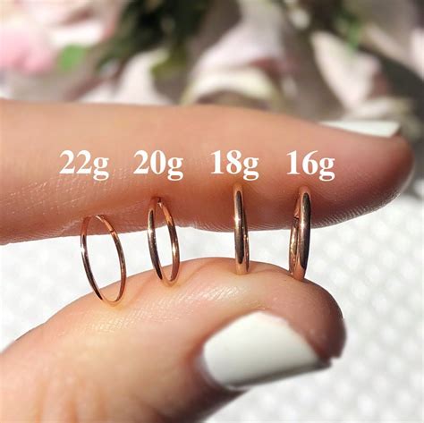 Thin Rose Gold Hoops Rose Gold Nose Hoop Rose Gold Nose Ring Etsy