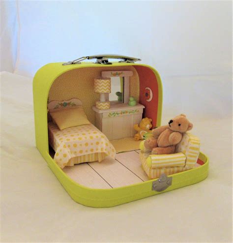 Suitcase Doll House Sunny Yellow Etsy Doll House Cardboard