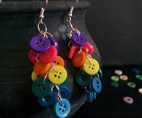 How To Make Rainbow Button Cluster Earrings Easily 4
